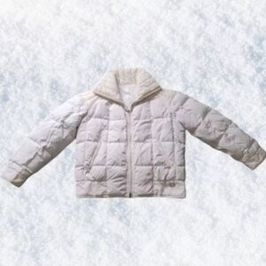 Vintage Bogner Goose Down Jacket Womens 12 Ivory Puffer Zip Up Snowboard USA Ski